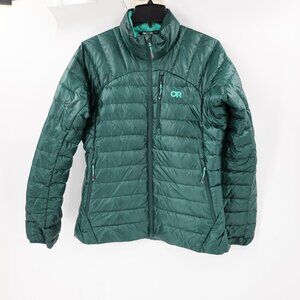 Outdoor Research Jacket womens Large Helium Down Full Zip Diamond Fuse quilted